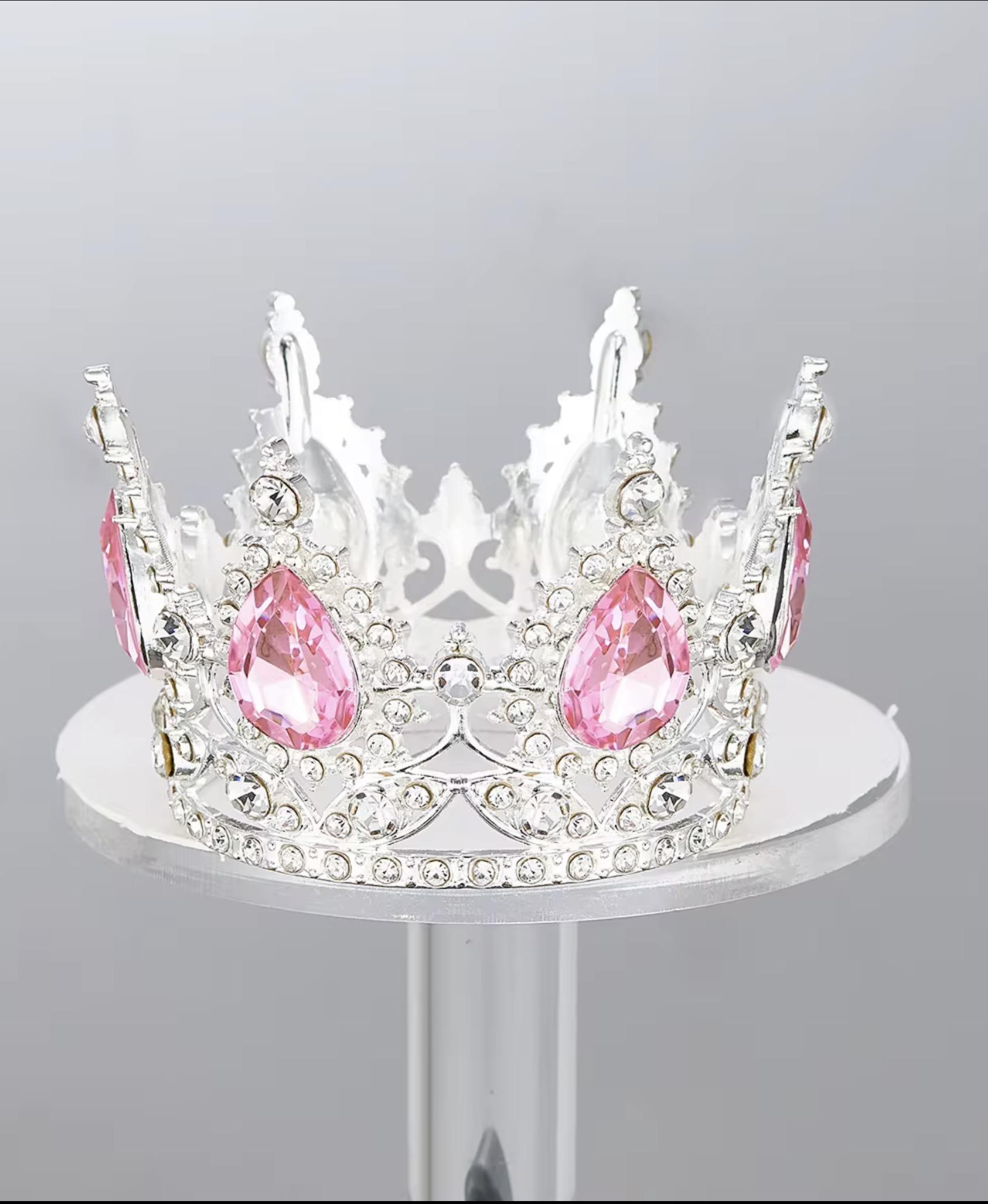 Jeweled Crown in Pink+Silver