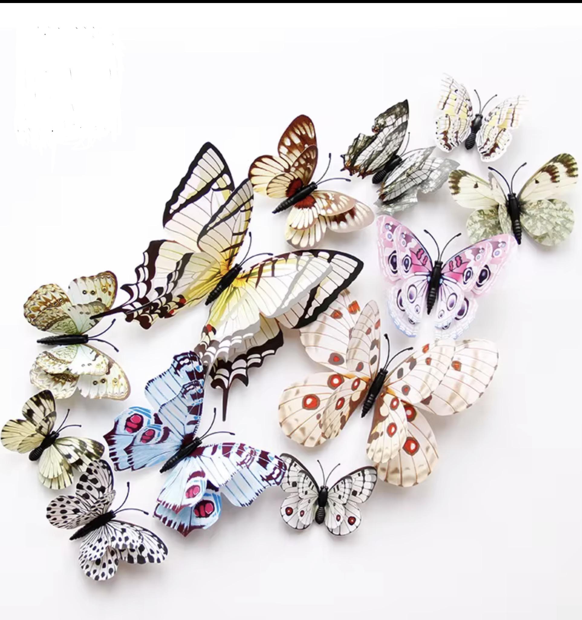 3D Mix White Butterflies