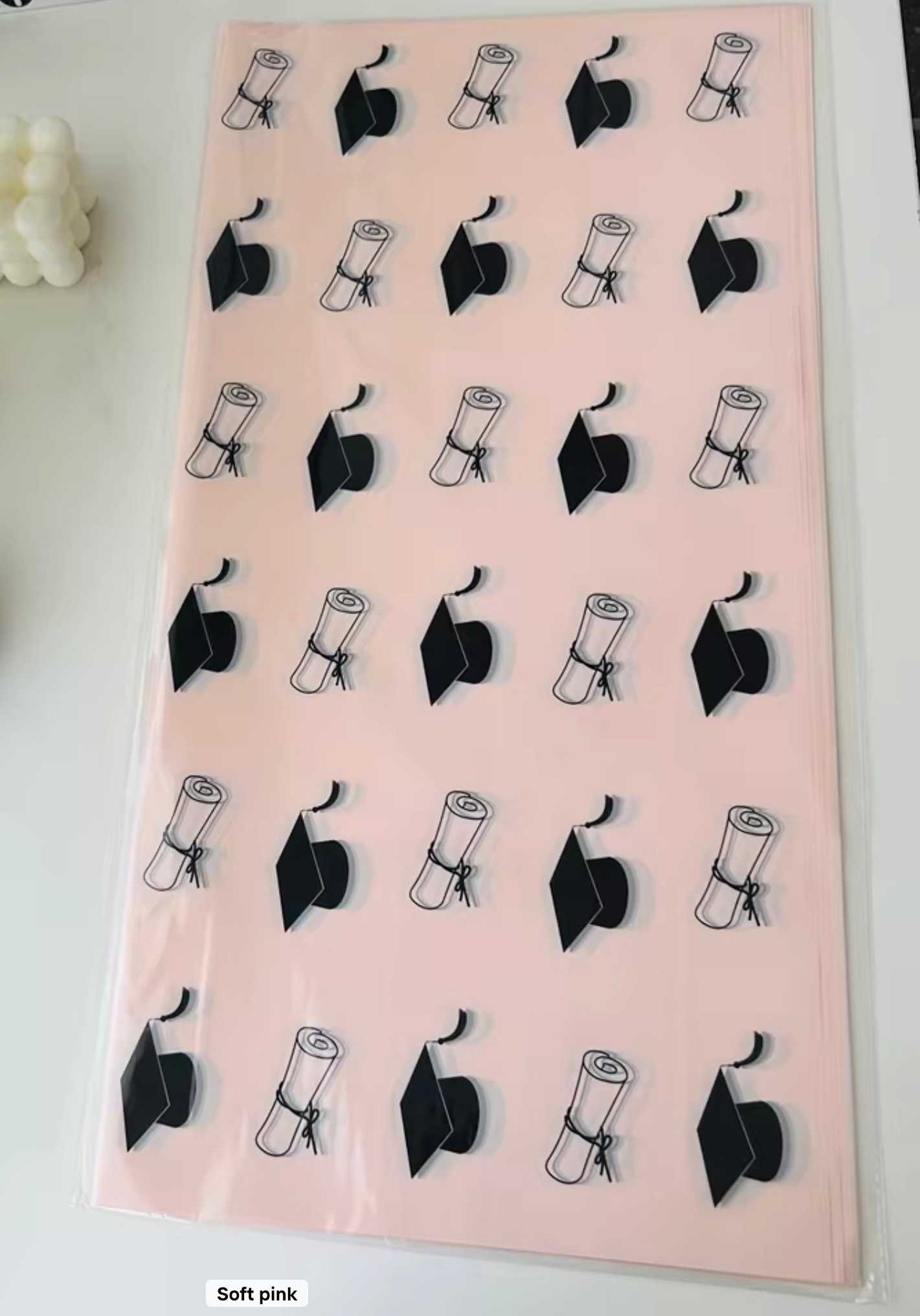 Graduation Flower Wrapping Paper — Pink