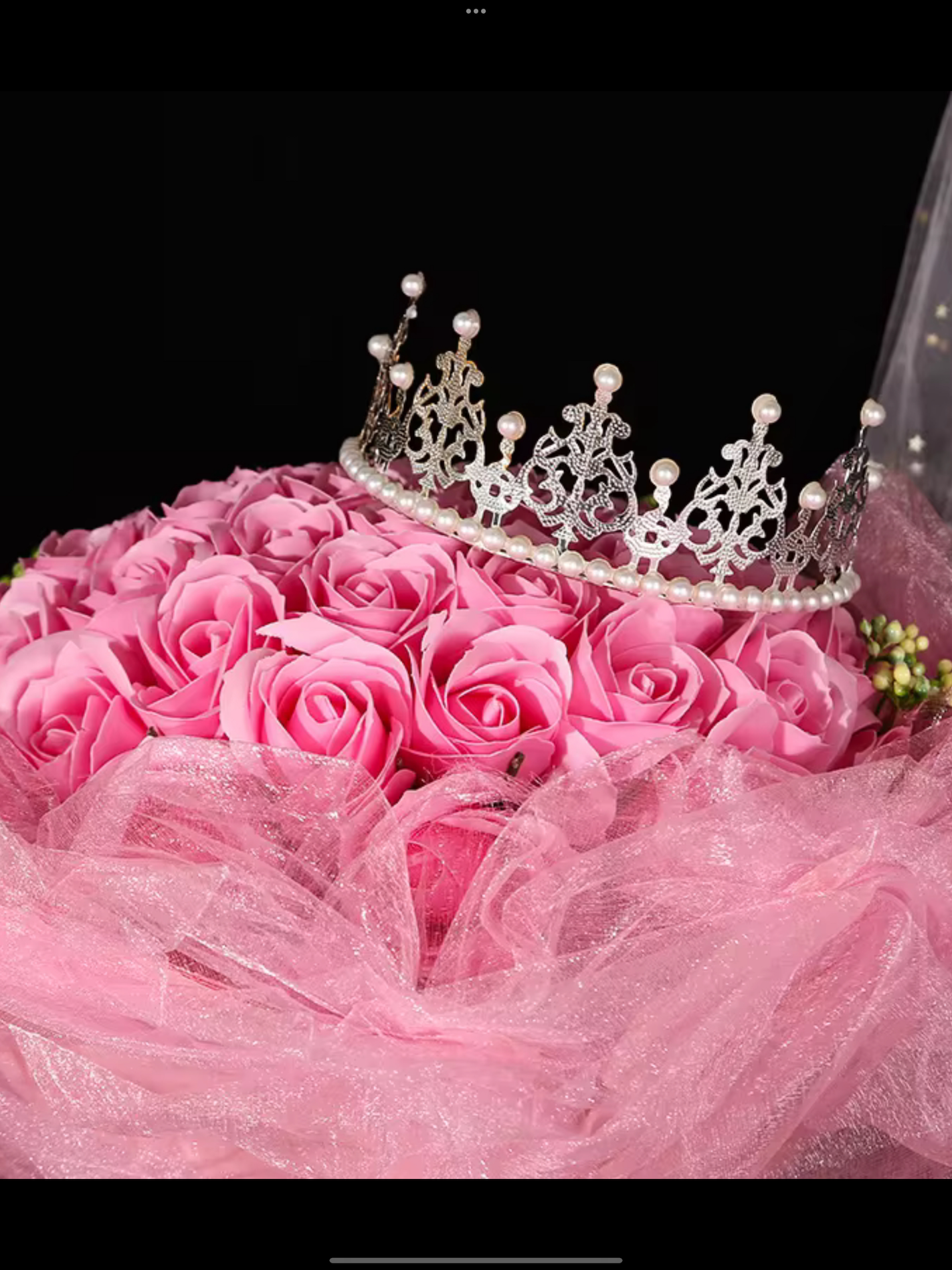 Large Silver Crown with Pearls