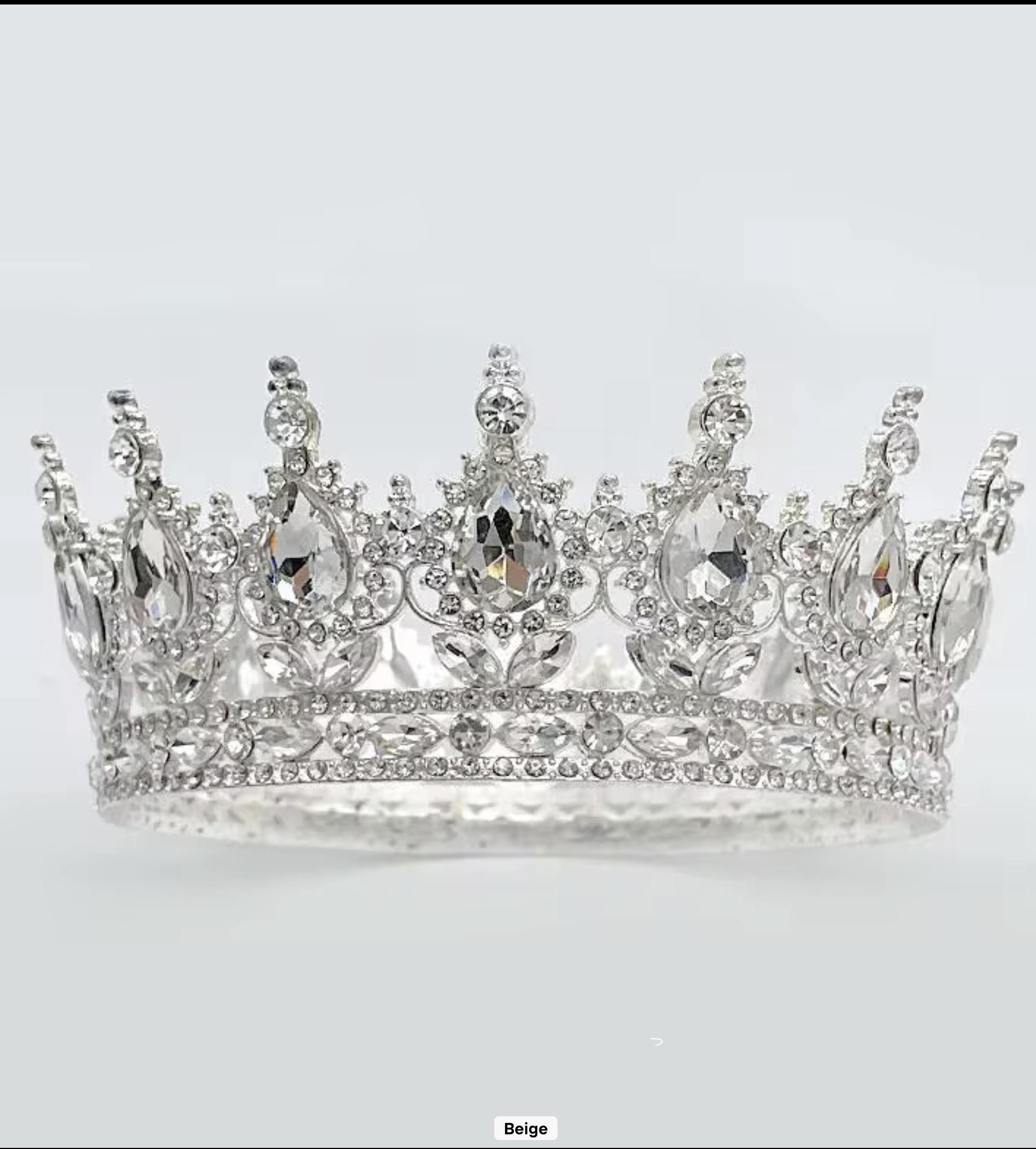 Large Jeweled Crown in Gold+Pink — silver white