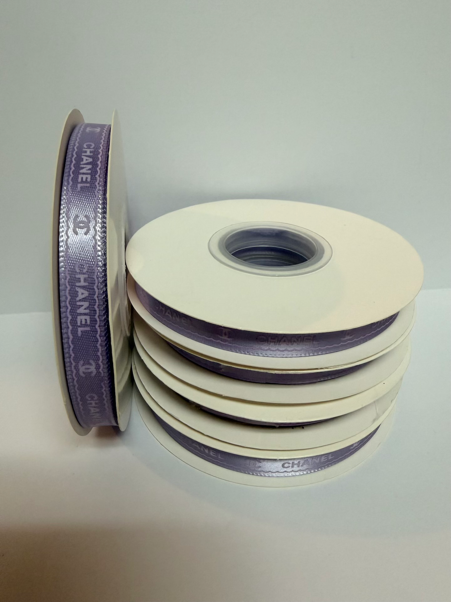 Branded "Chanel" 1 cm Ribbon — Lavender
