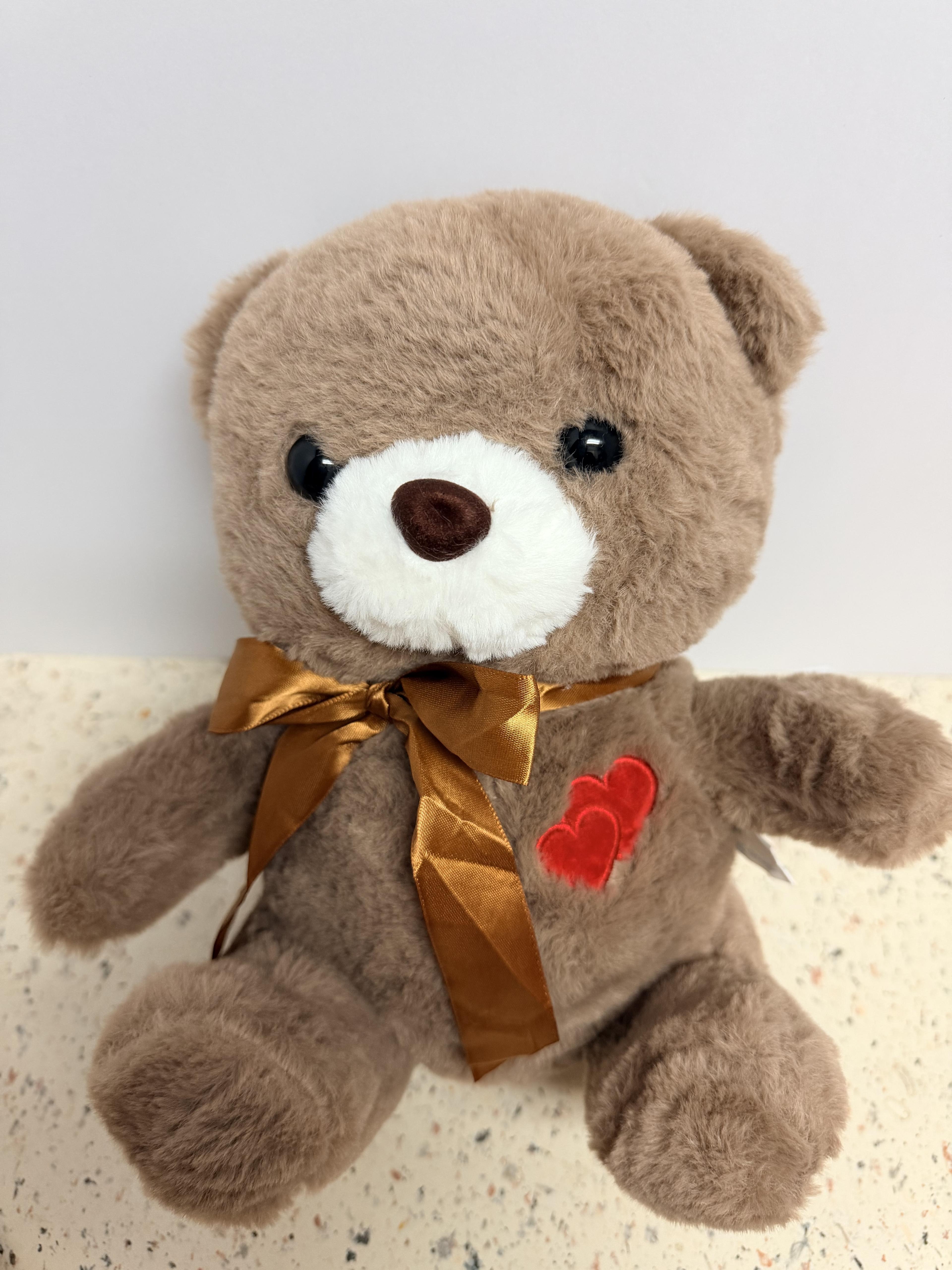 Brown Bear with red heart Plushie