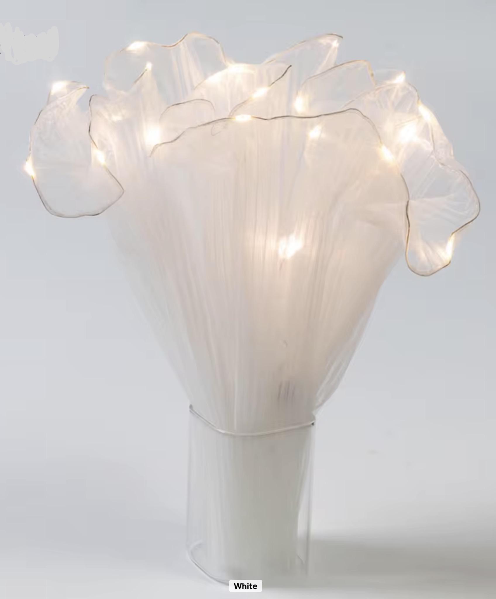 Flower Mesh in White with Lights