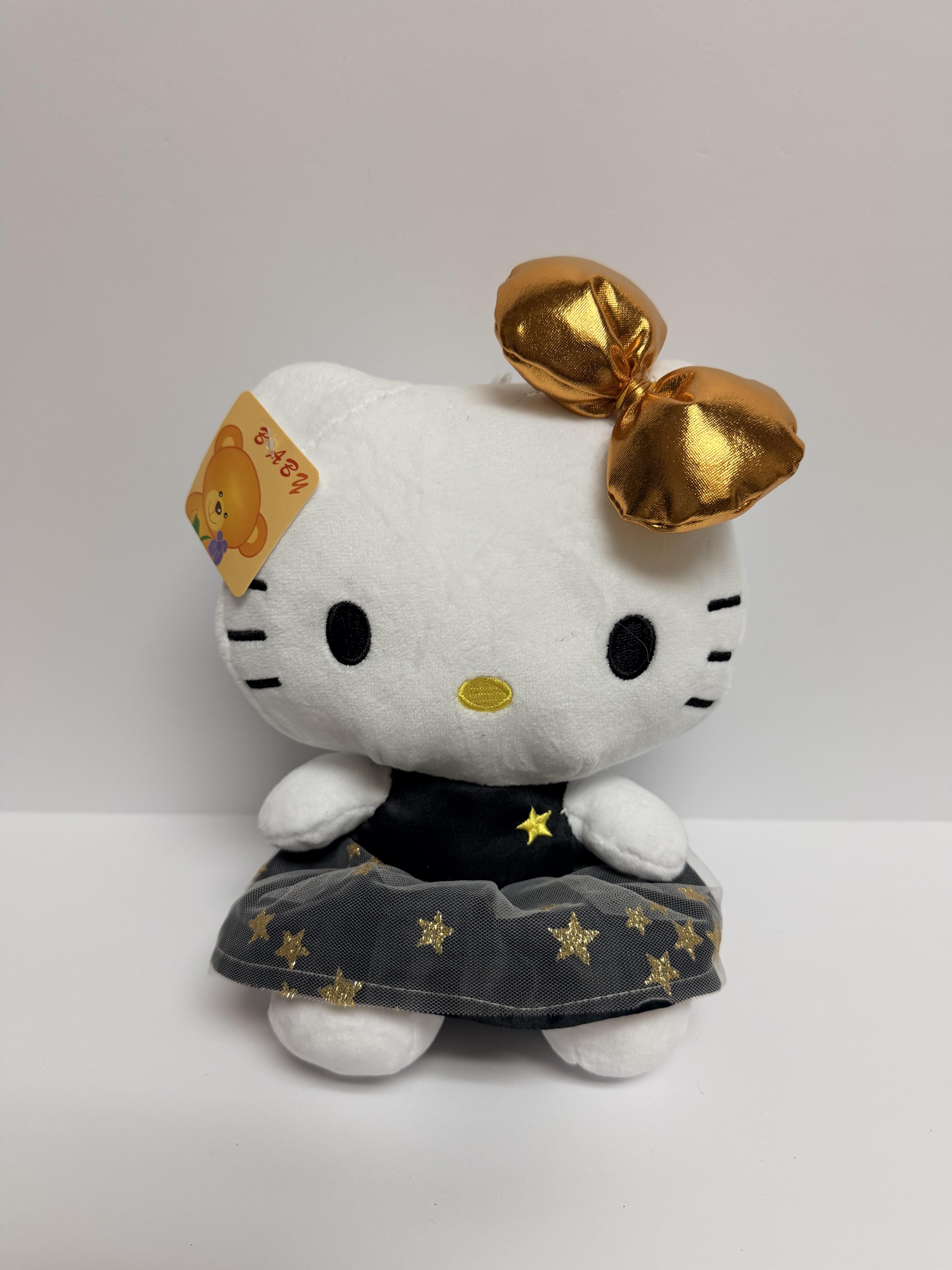Cartoon Kitty Gold Bow & Dress