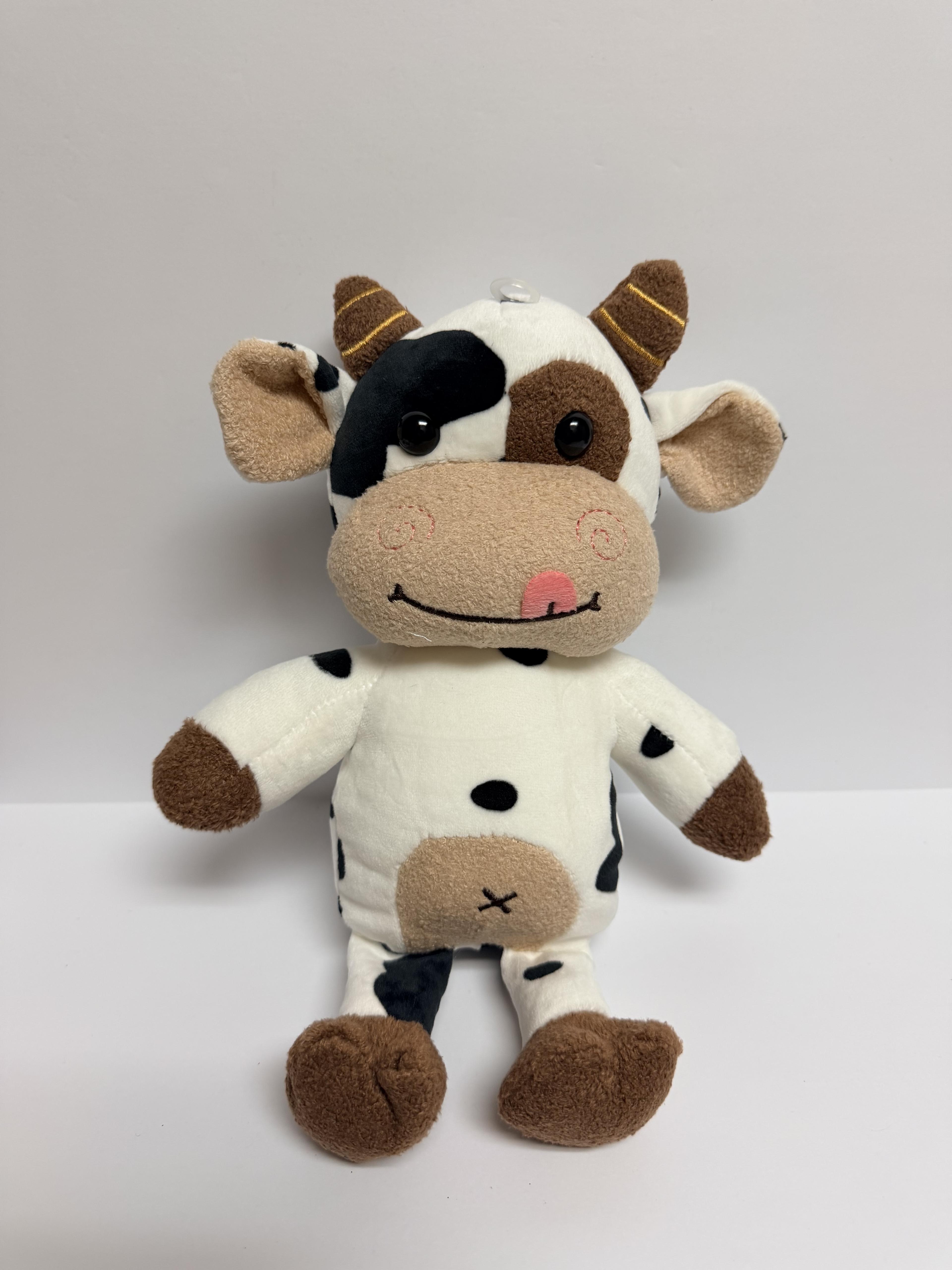 Cartoon Dark Cow with Horns