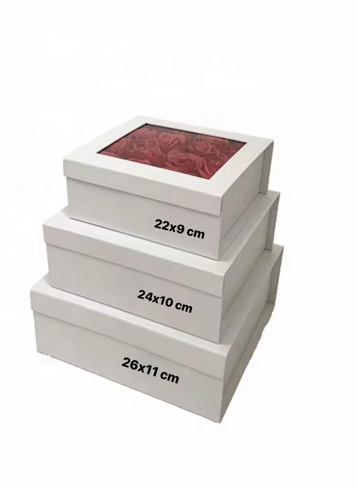 White Rectangular Gift Box Set of 3 with Window
