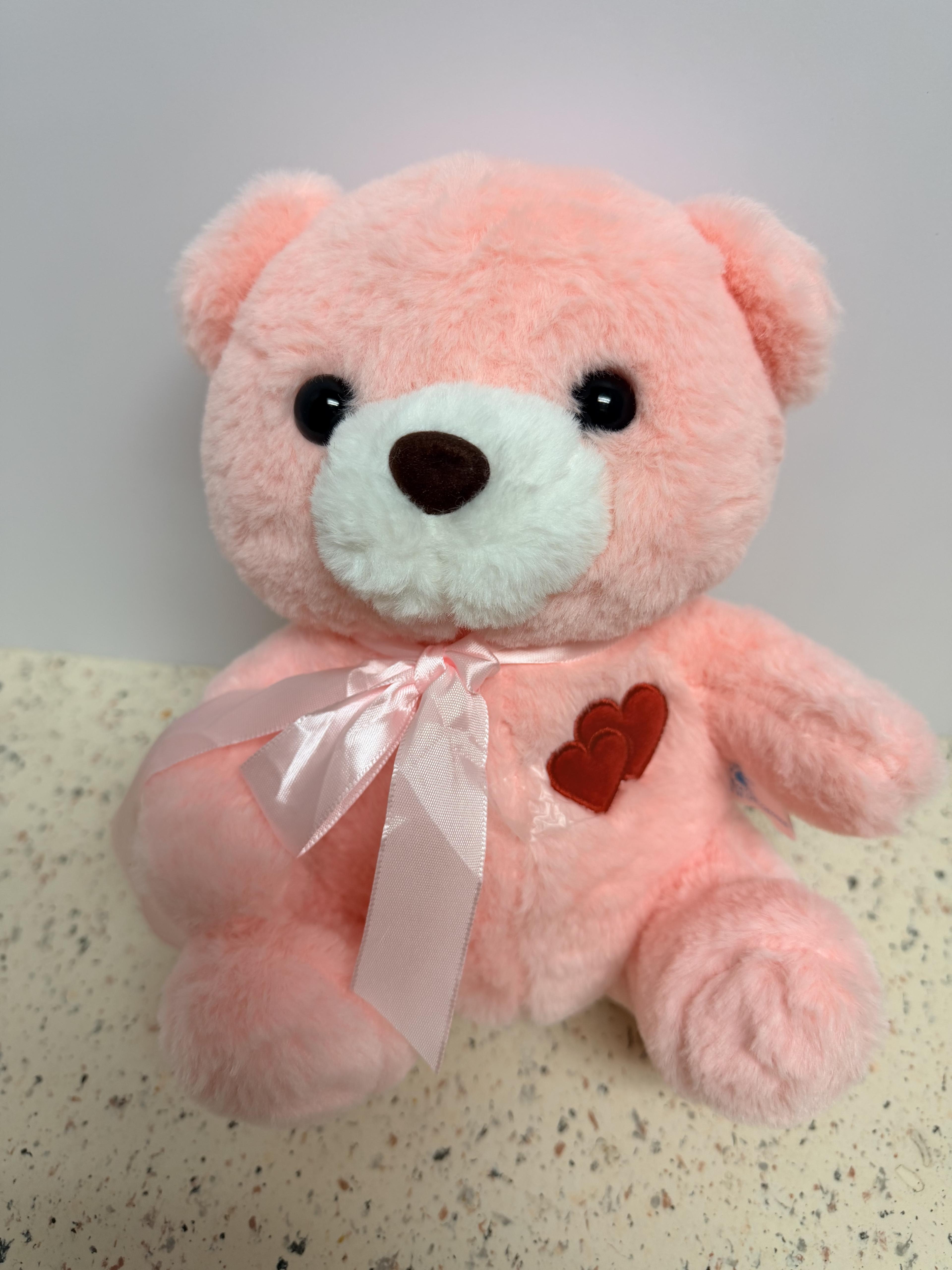 Pink Heart Bear Plushie