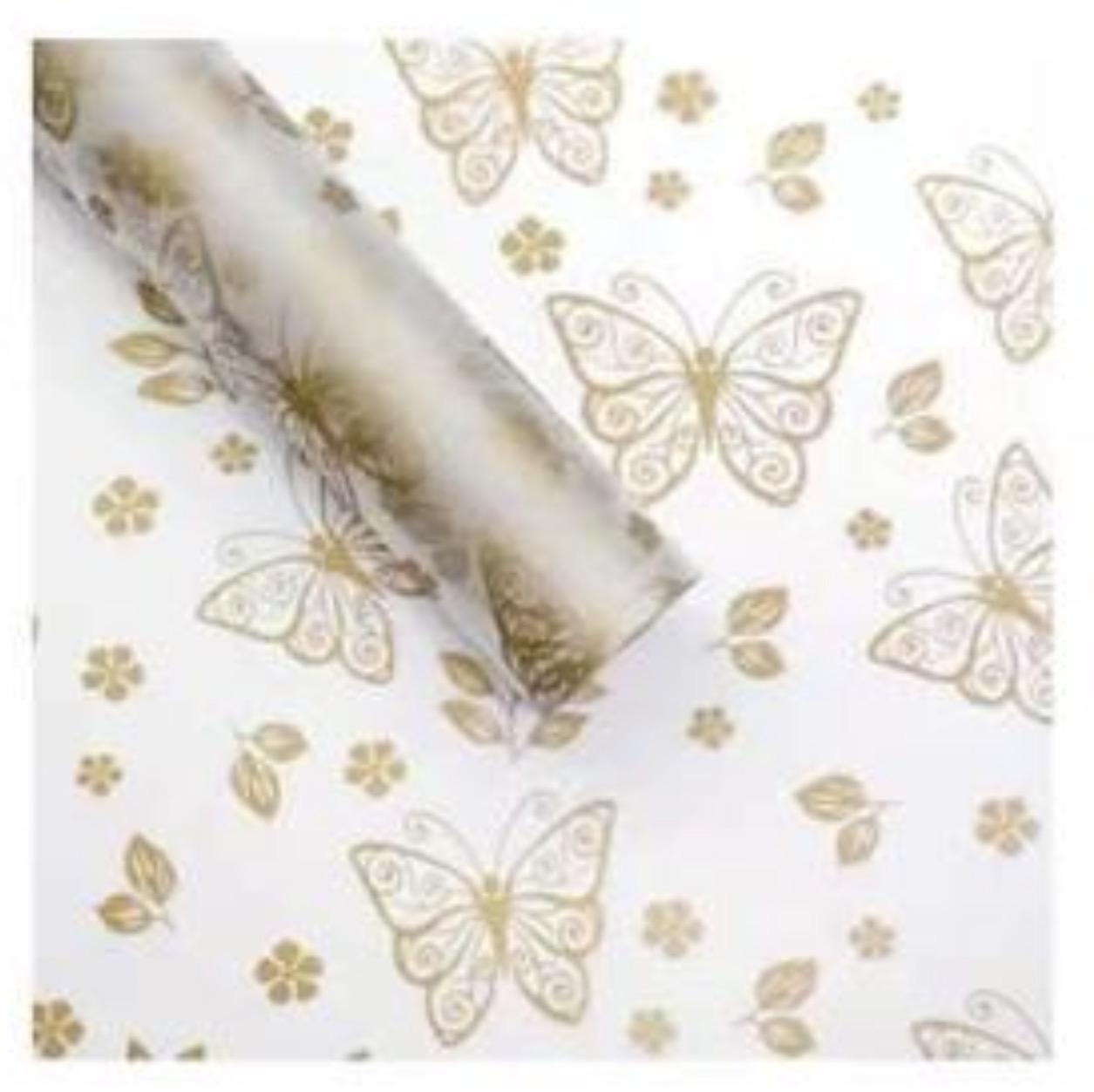 Luxury Butterfly Wrap in White — gold