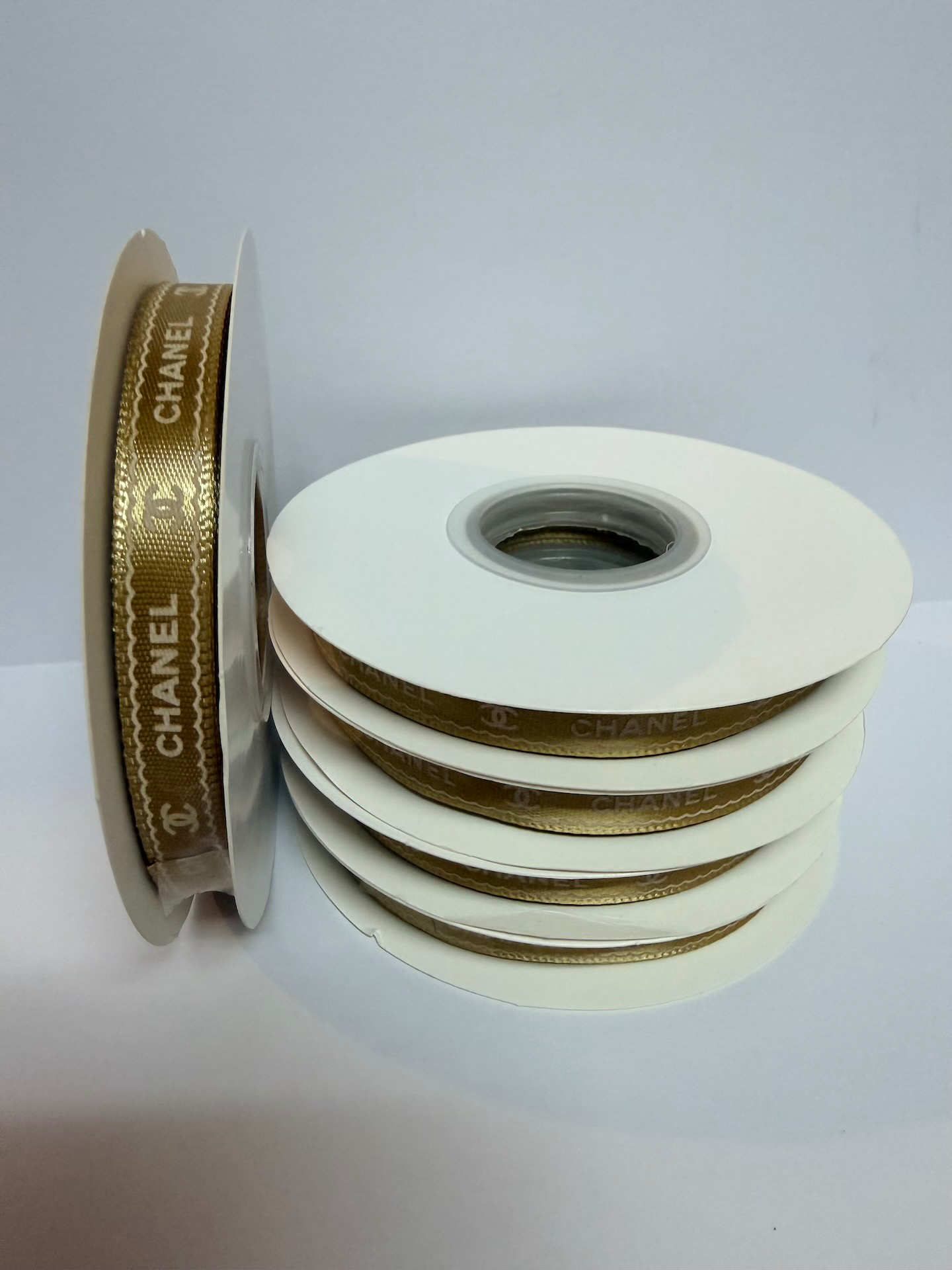 Branded "Chanel" 1 cm Ribbon — Gold