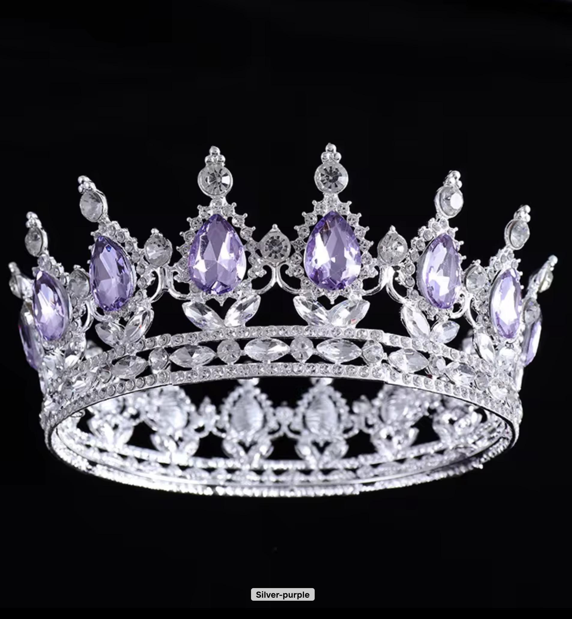 Large Jeweled Crown in Gold+Pink — silver lavender