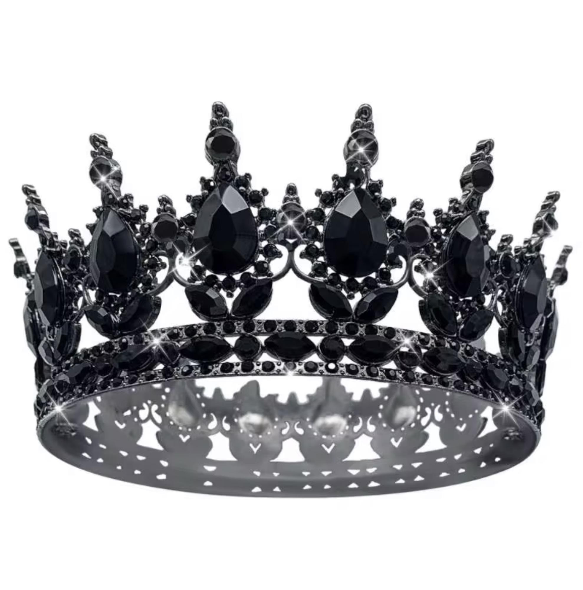 Large Jeweled Crown in Gold+Pink — black