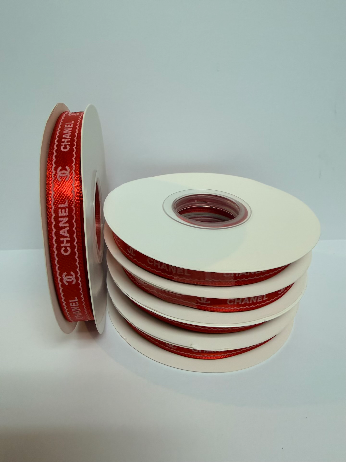 Branded "Chanel" 1 cm Ribbon — Red