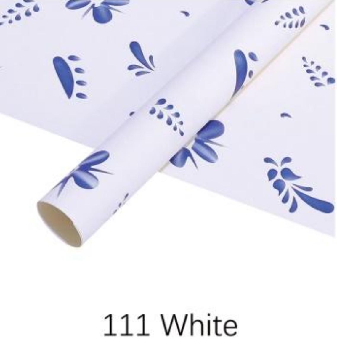 Antique Blue Floral White