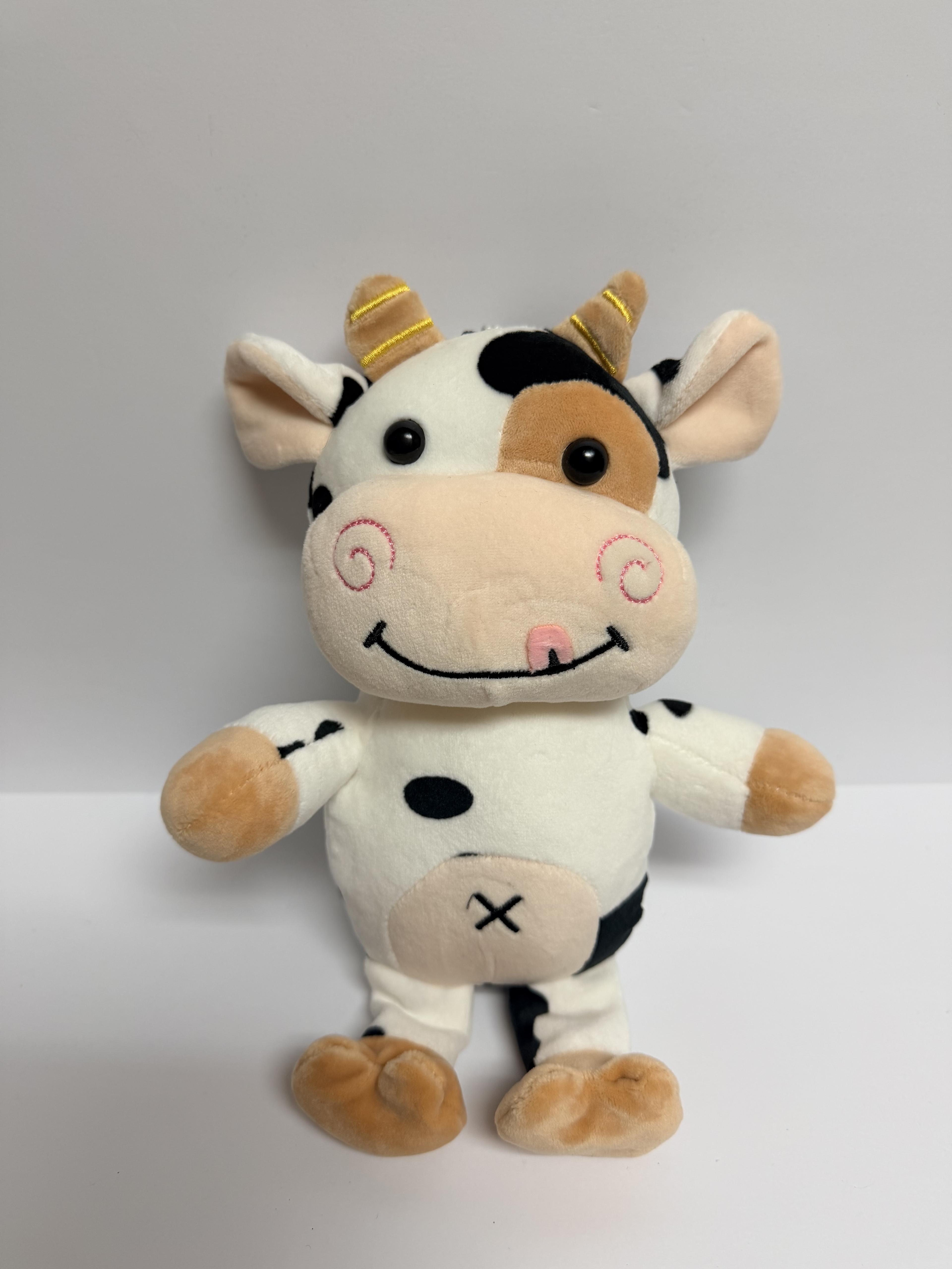 Cartoon Light Brown Cow with Horns